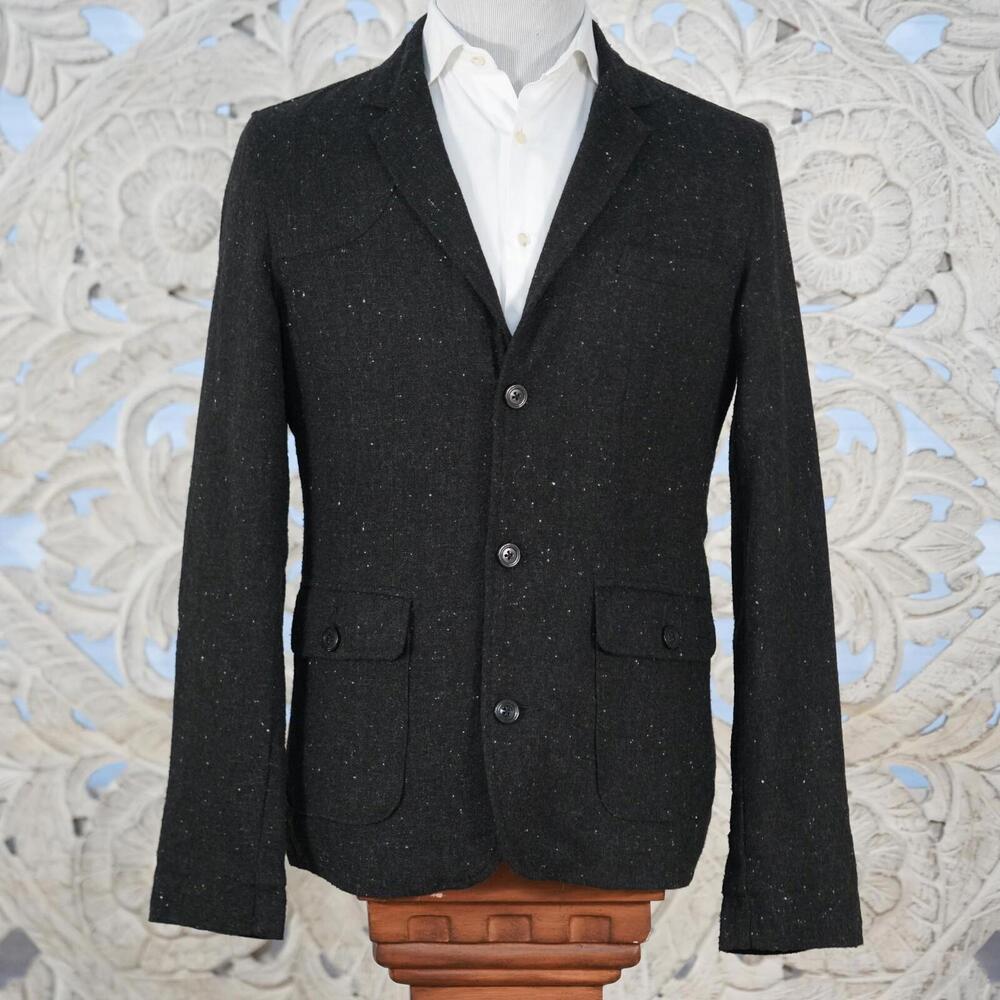 BDG Men's M Black Speckled Wool Blend Blazer Jacket Urban Outfitters Tweed Lined